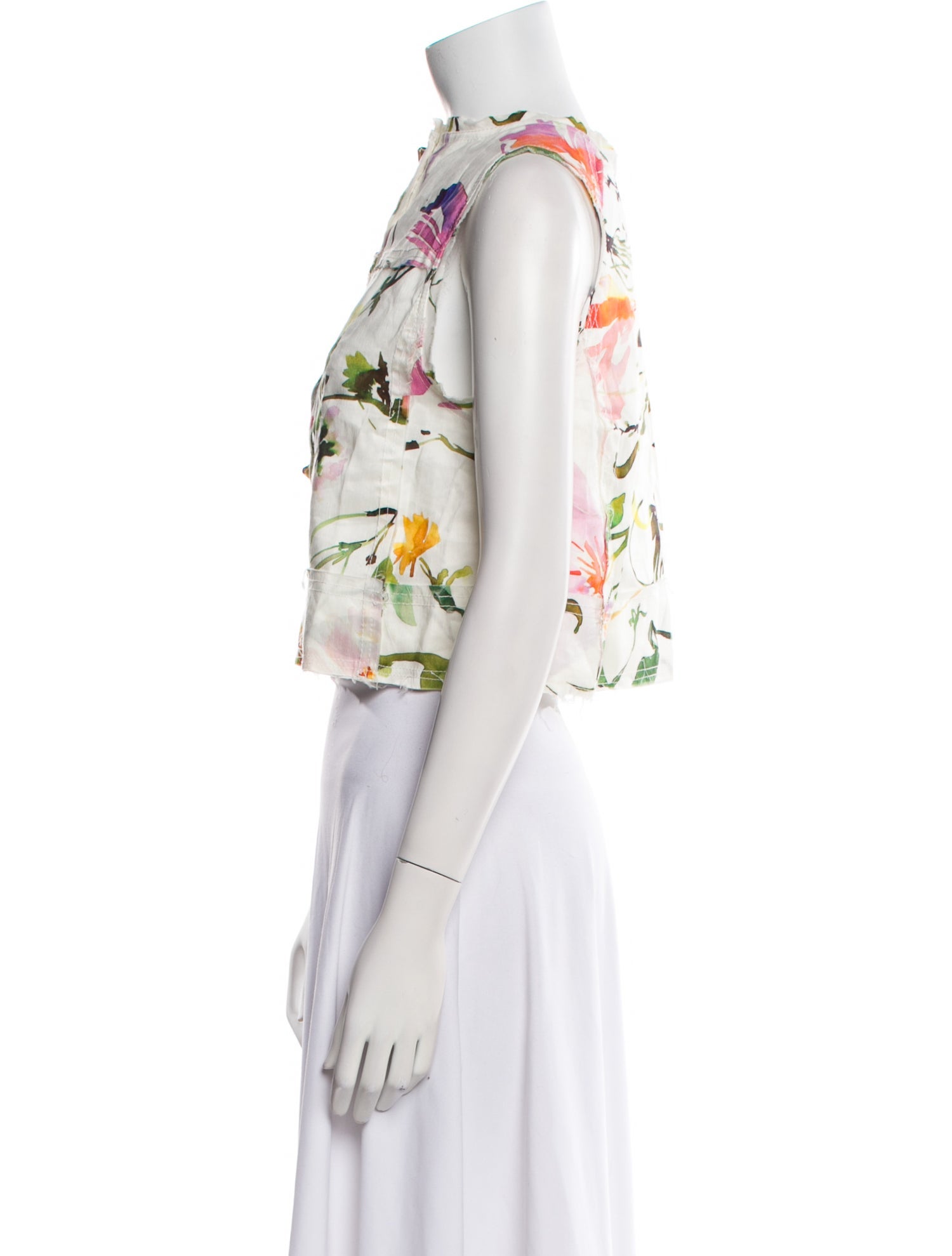 Aje Linen Floral Print Crop Top