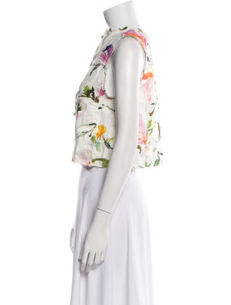 Aje Linen Floral Print Crop Top