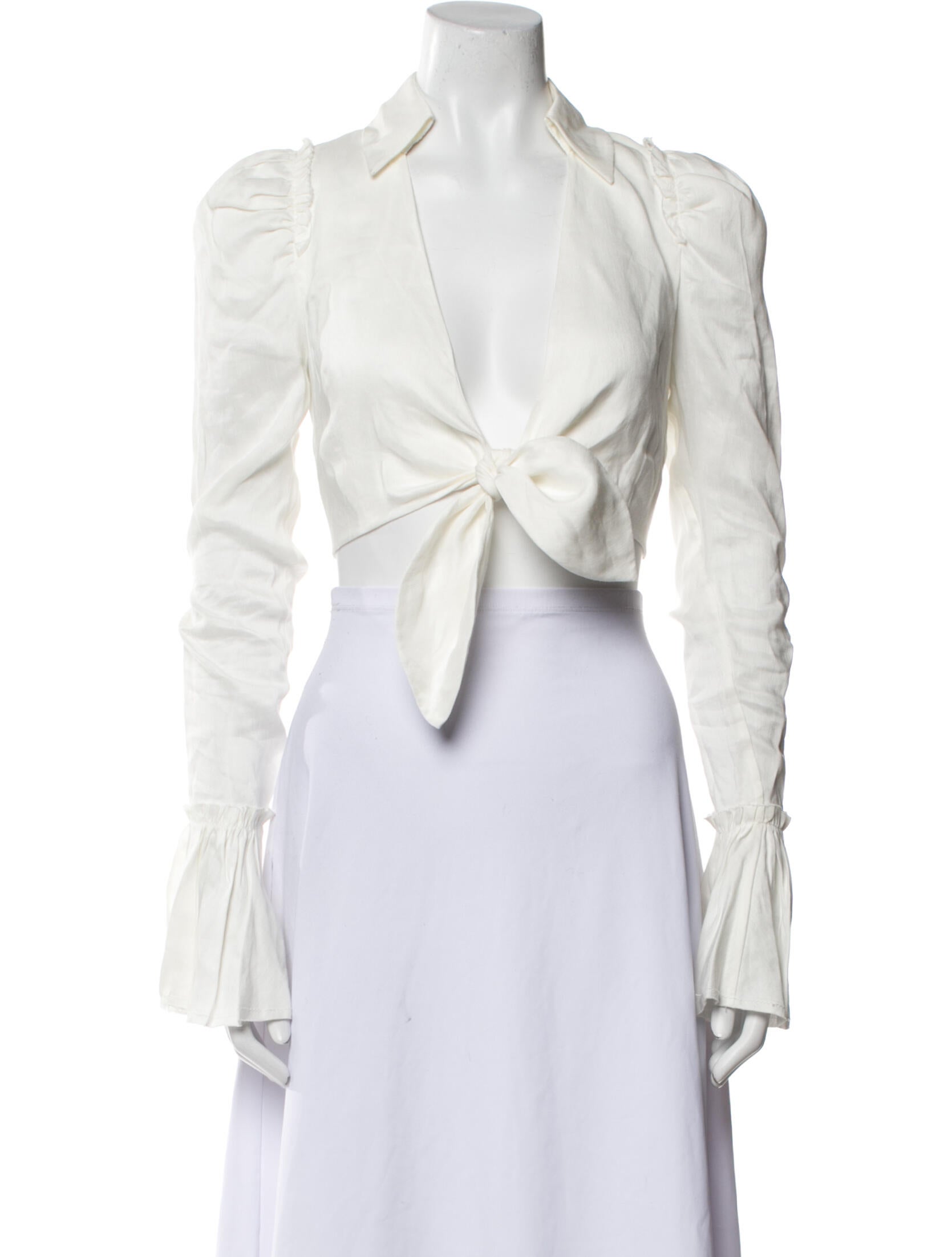 Aje Linen V-Neck Crop Top