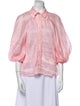 Aje Linen Three-Quarter Sleeve Button-Up Top