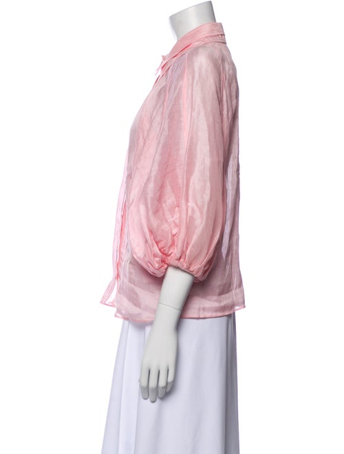 Aje Linen Three-Quarter Sleeve Button-Up Top