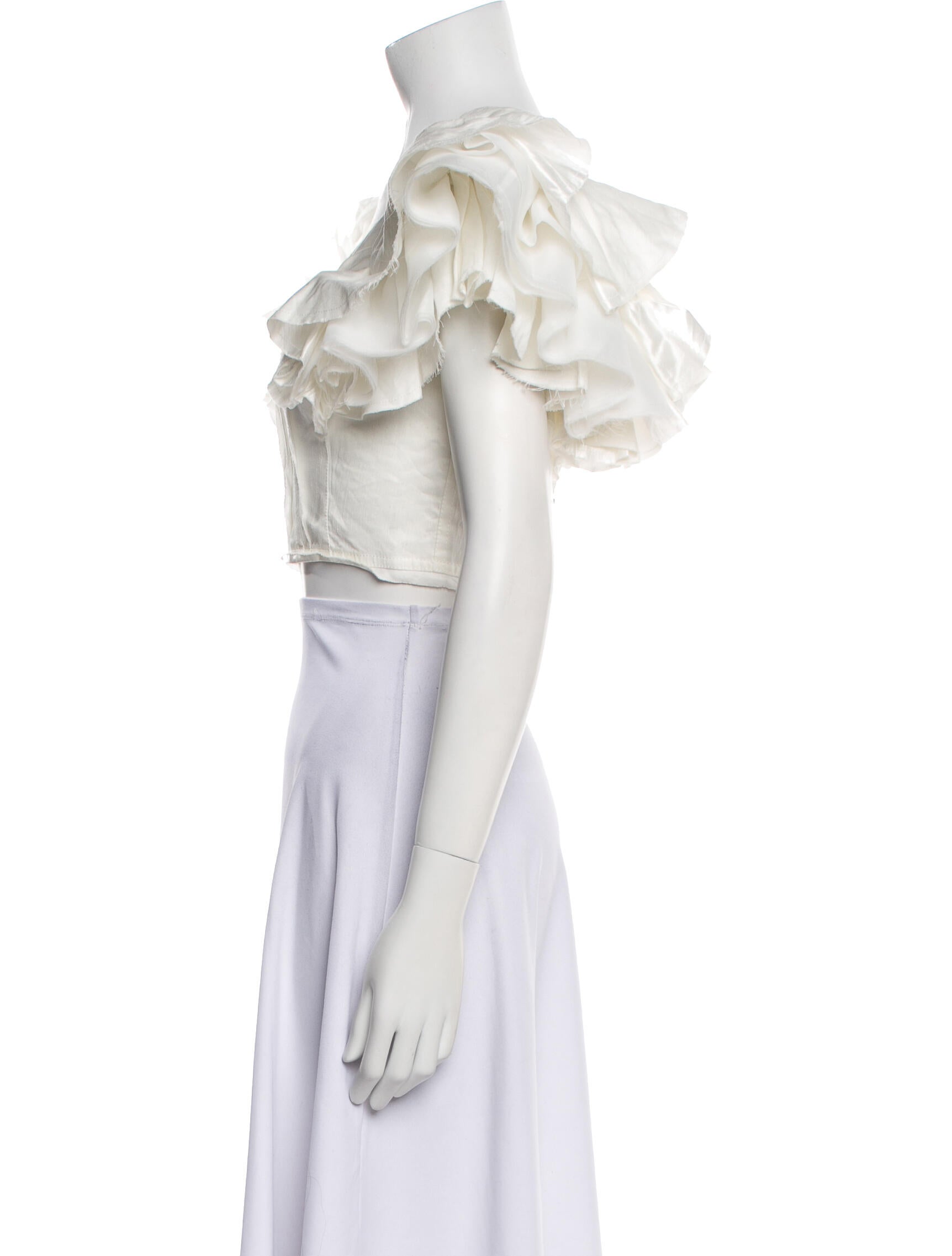 Aje Linen Square Neckline Crop Top