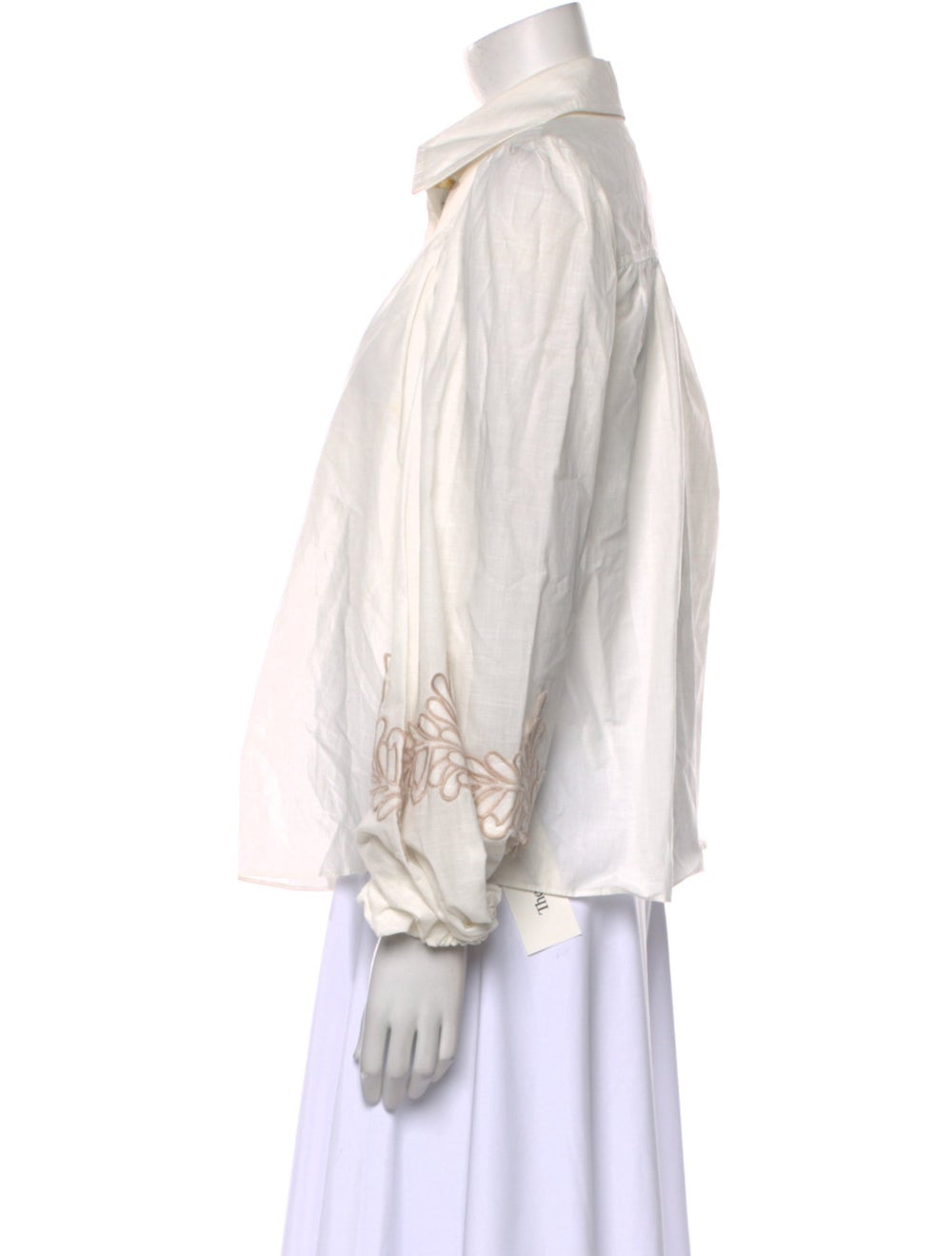 Aje Button-Up Top White Ruffle & Embroidered Acce… - image 2