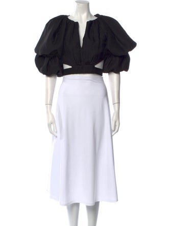 Aje V-Neck Three-Quarter Sleeve Crop Top