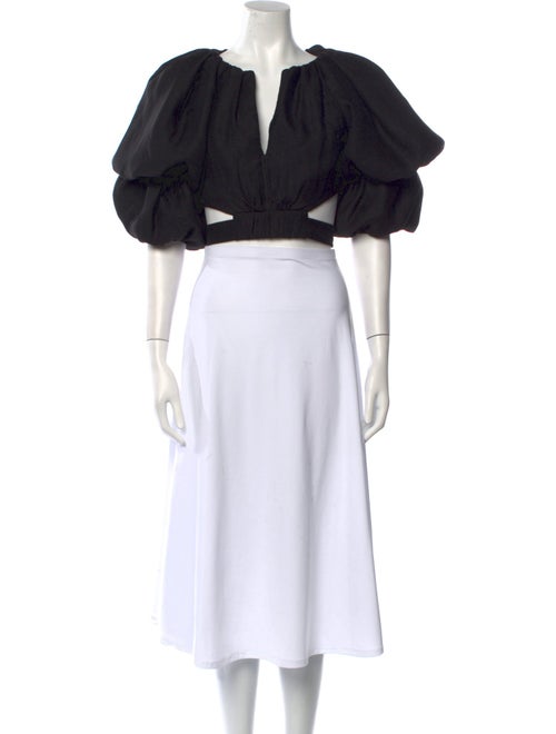 Aje V-Neck Three-Quarter Sleeve Crop Top