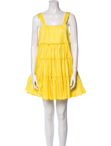 Pre-owned Aje Square Neckline Mini Dress In Yellow