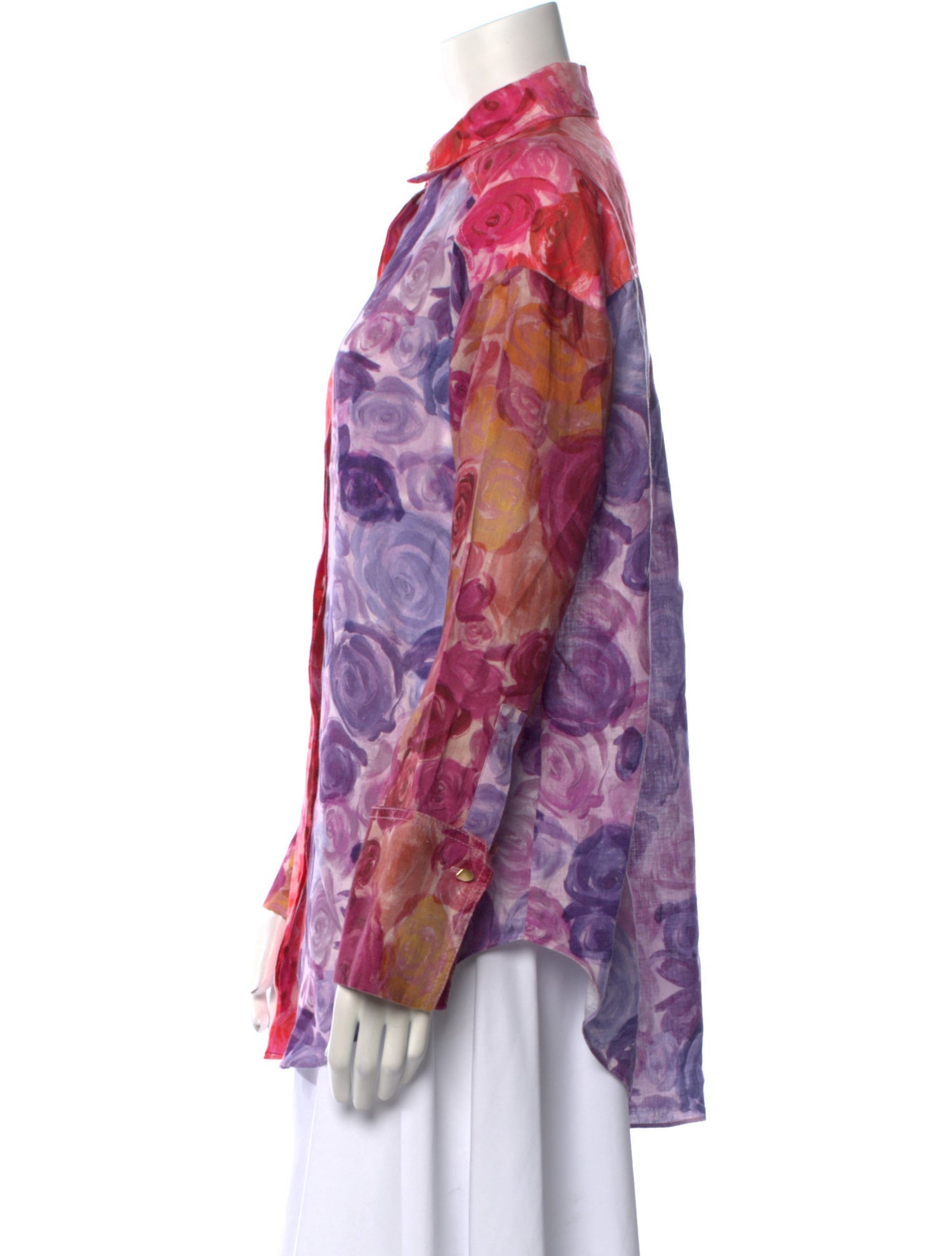 Aje Linen Floral Print Button-Up Top