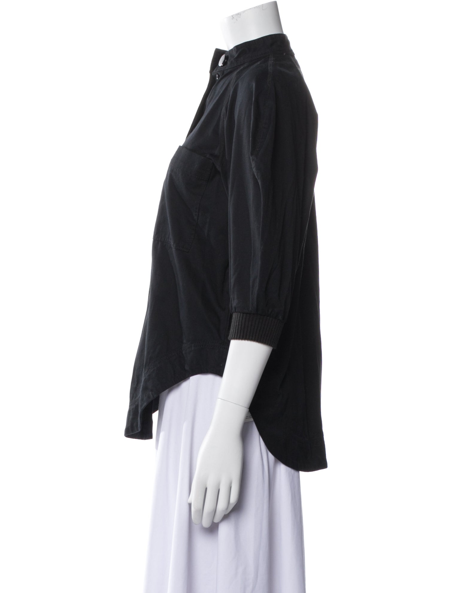 Aje Mock Neck Three-Quarter Sleeve Button-Up Top