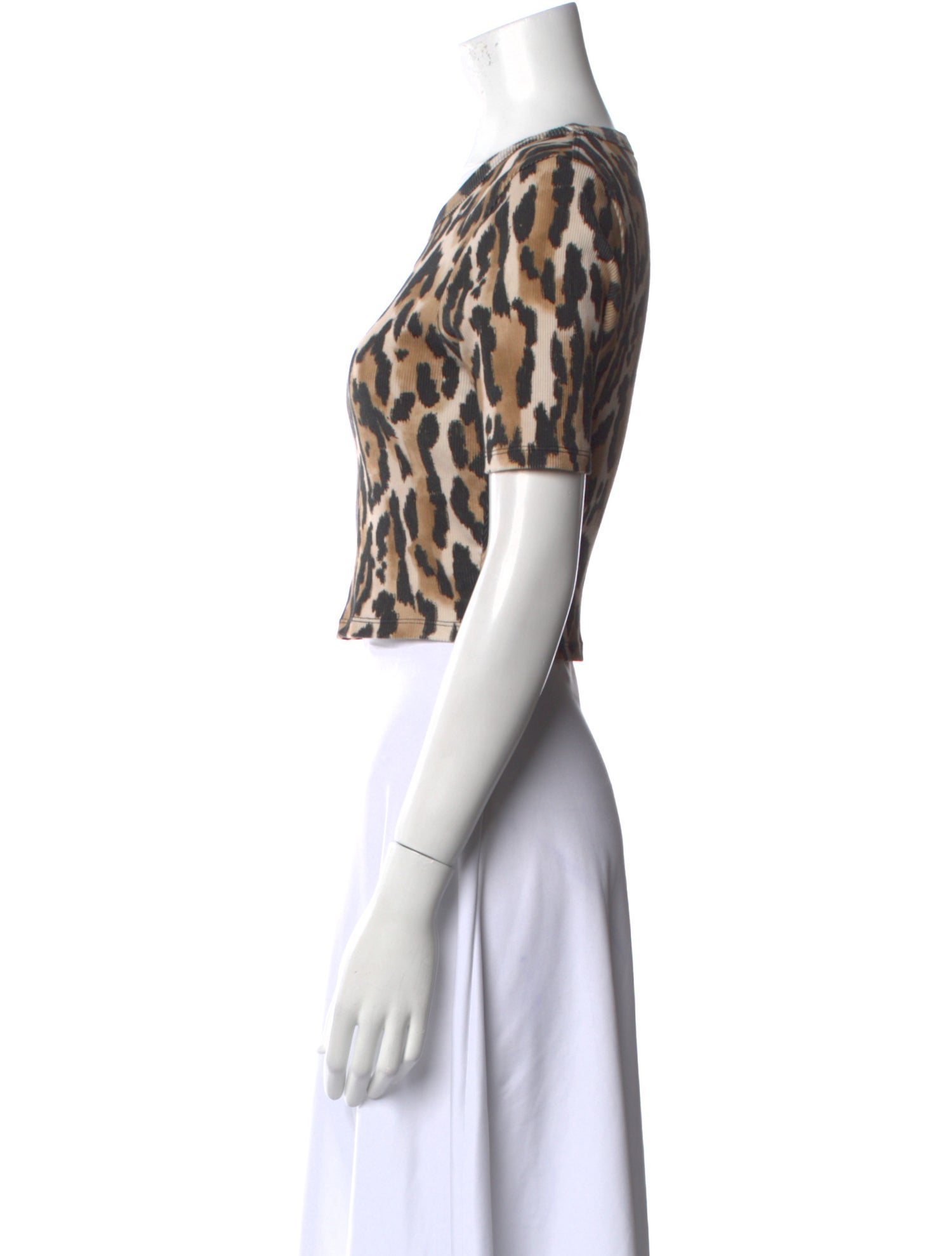 Aje Animal Print Scoop Neck Crop Top