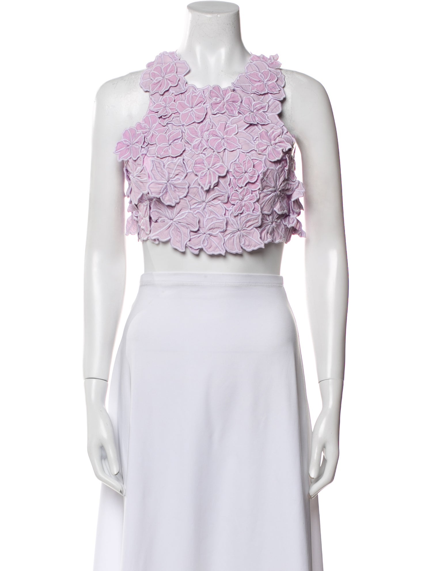 Aje Linen Lace Pattern Crop Top