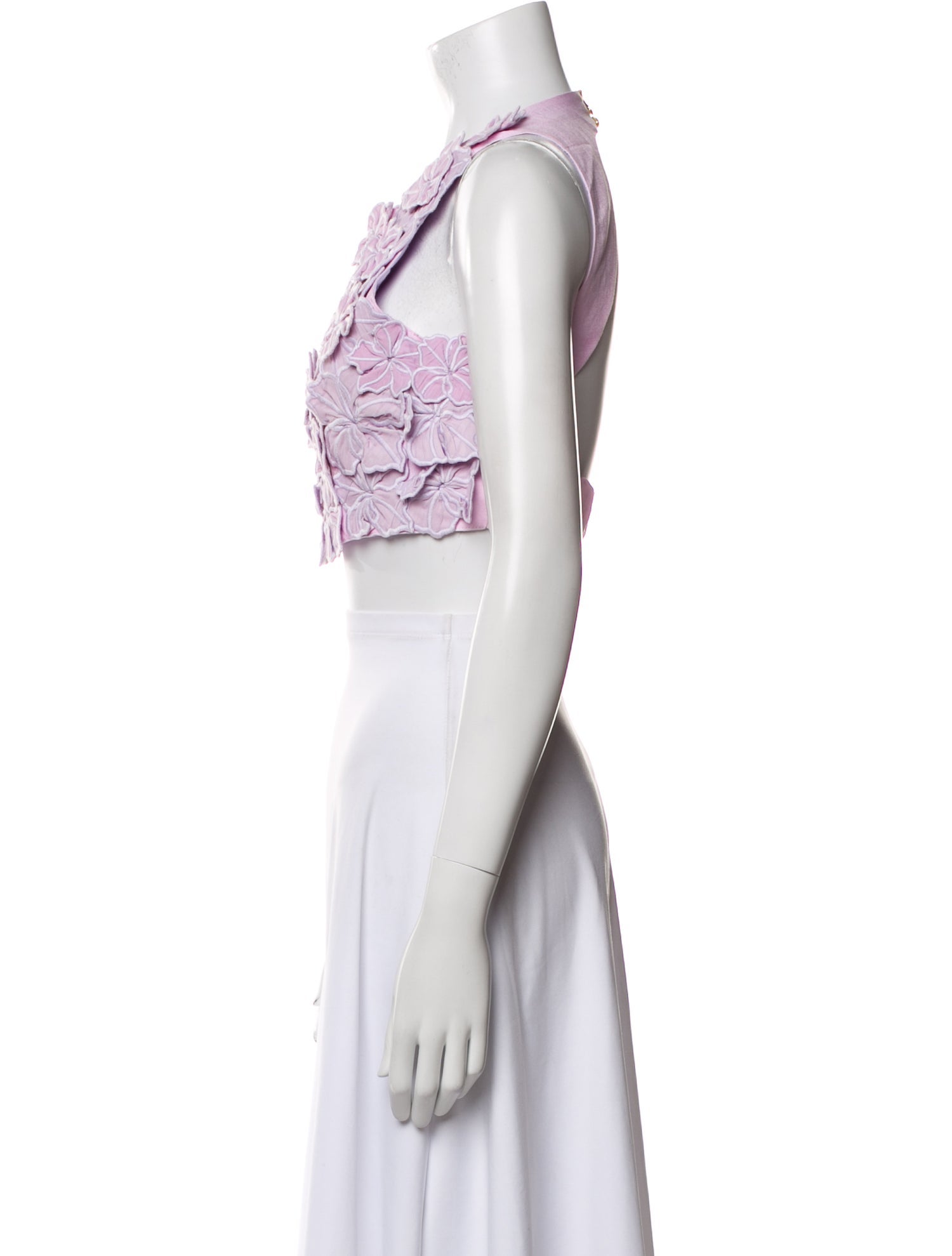 Aje Linen Lace Pattern Crop Top