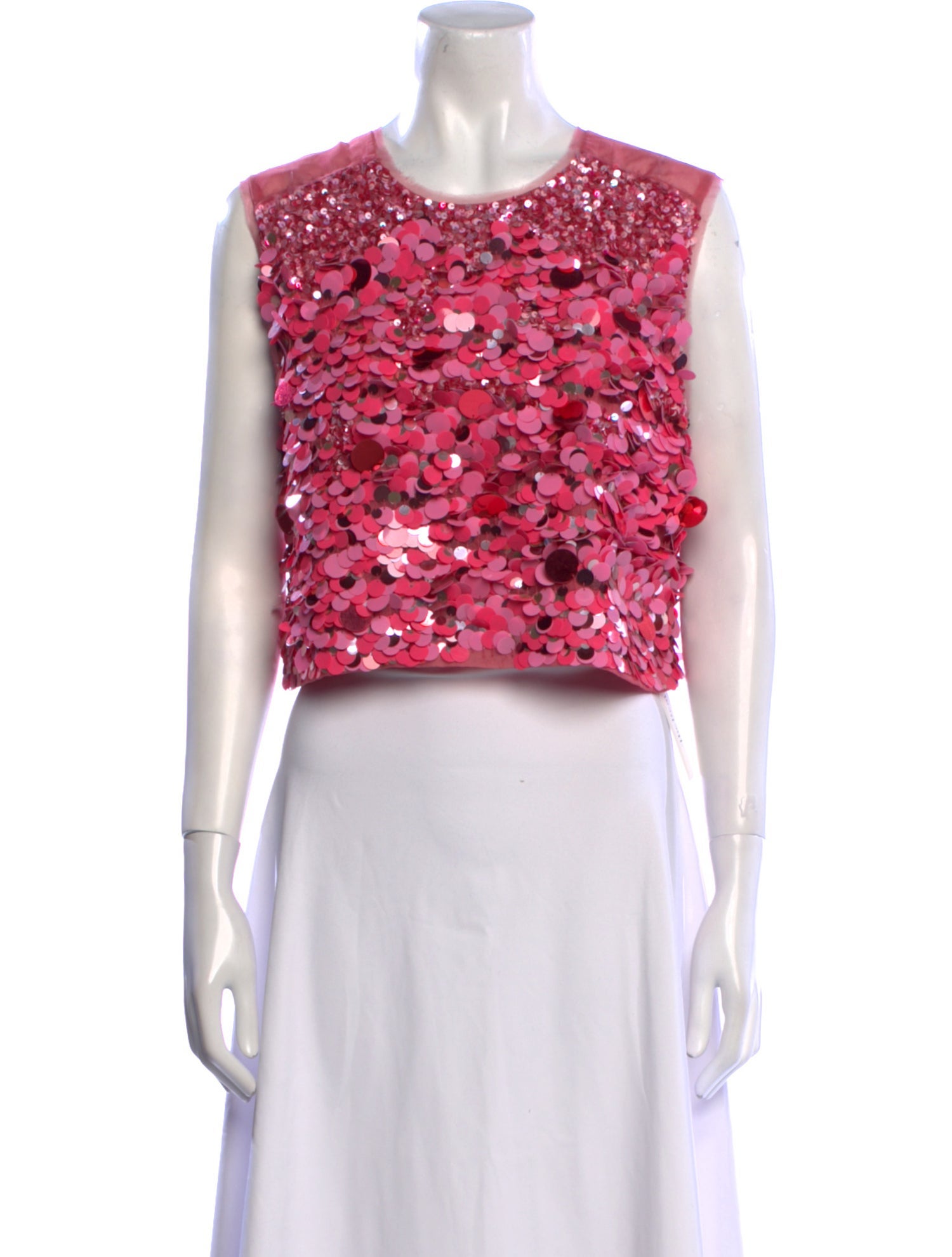 Aje Floral Print Crew Neck Crop Top