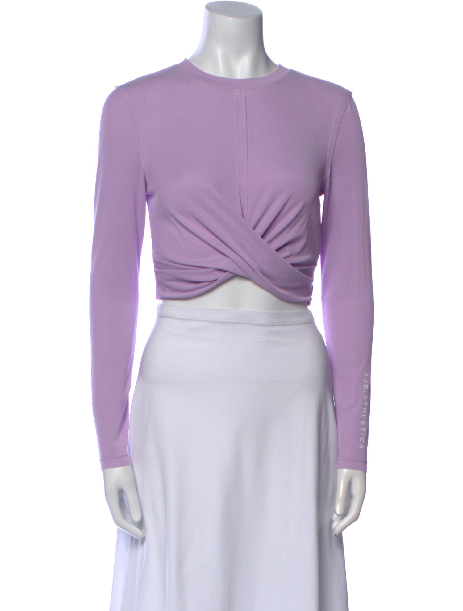 Aje Crew Neck Long Sleeve Crop Top