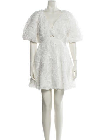 Pre-owned Aje V-neck Mini Dress In White