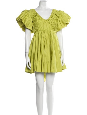 Pre-owned Aje V-neck Mini Dress In Green