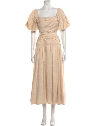 Pre-owned Aje Linen Long Dress In Neutral