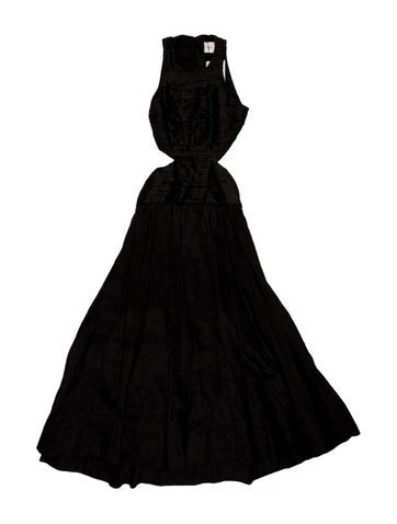 Pre-owned Aje Linen Long Dress In Black