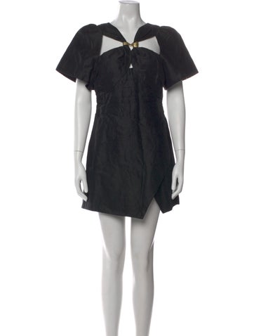 Pre-owned Aje Linen Mini Dress In Black
