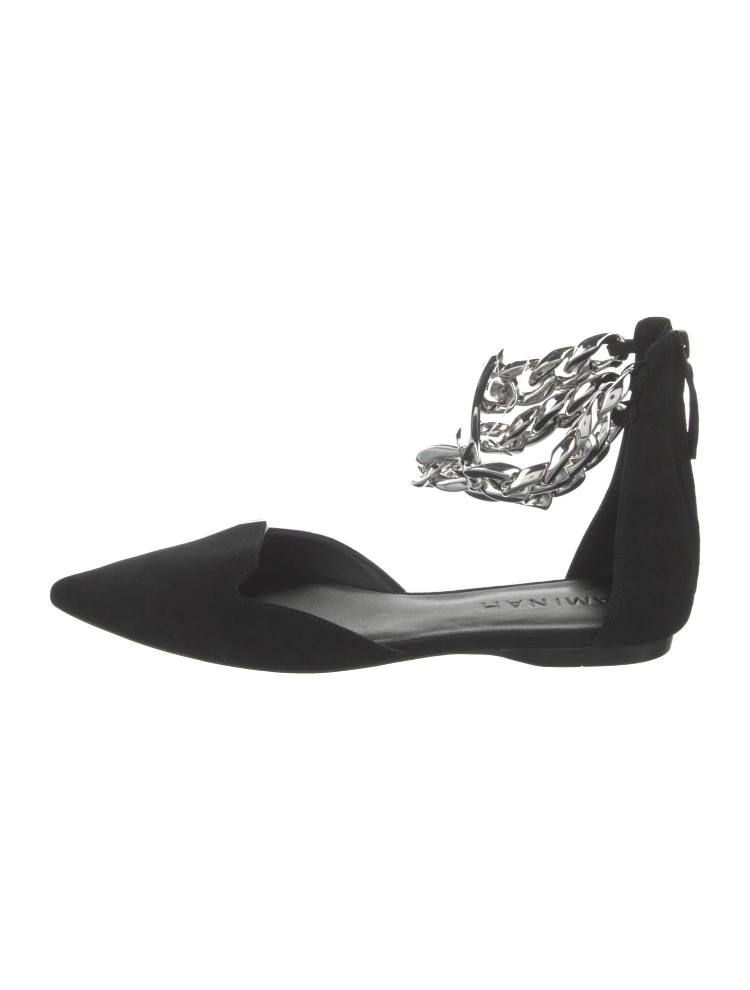 Aminah Abdul Jillil Suede Chain-Link Accents D'Orsay Flats