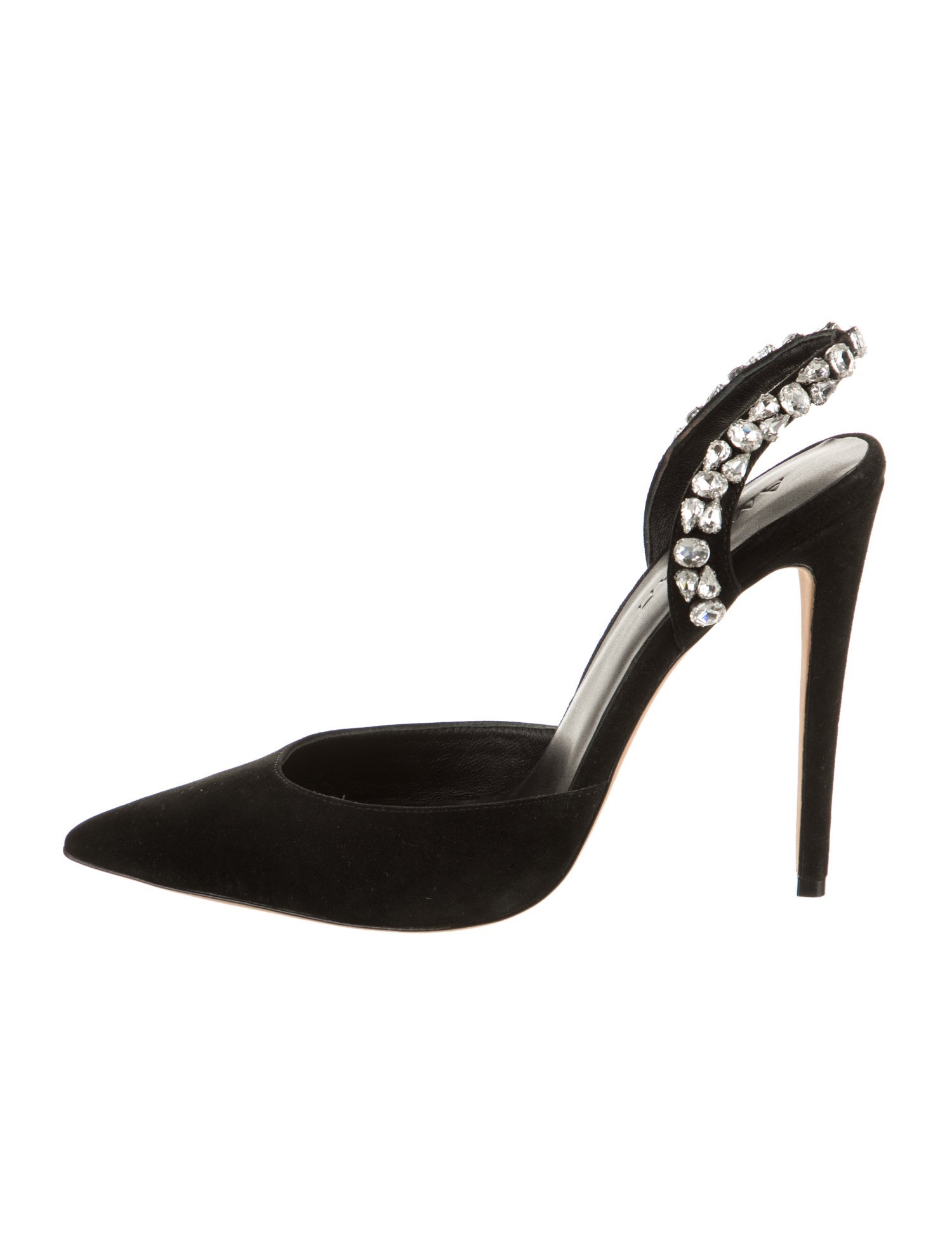Aminah Abdul Jillil Suede Crystal Embellishments Slingback Pumps