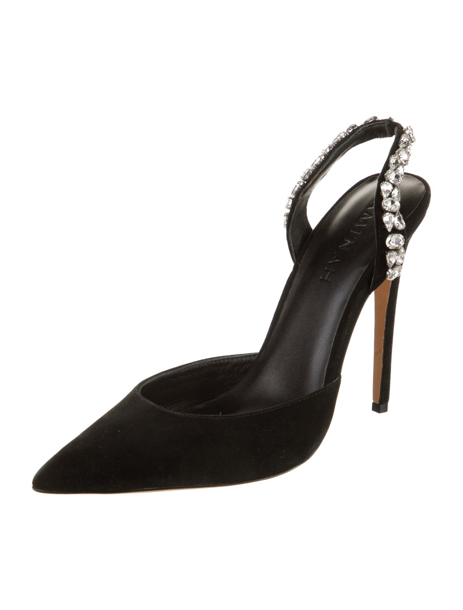 Aminah Abdul Jillil Suede Crystal Embellishments Slingback Pumps