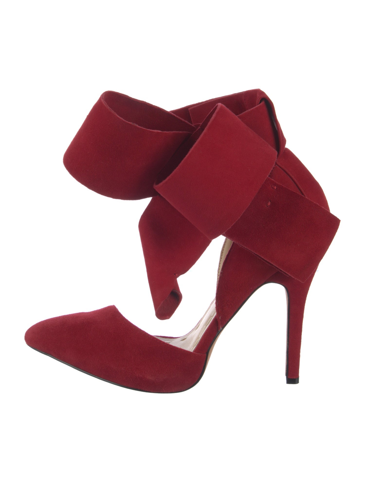 Aminah Abdul Jillil Suede Bow Accents D'Orsay Pumps