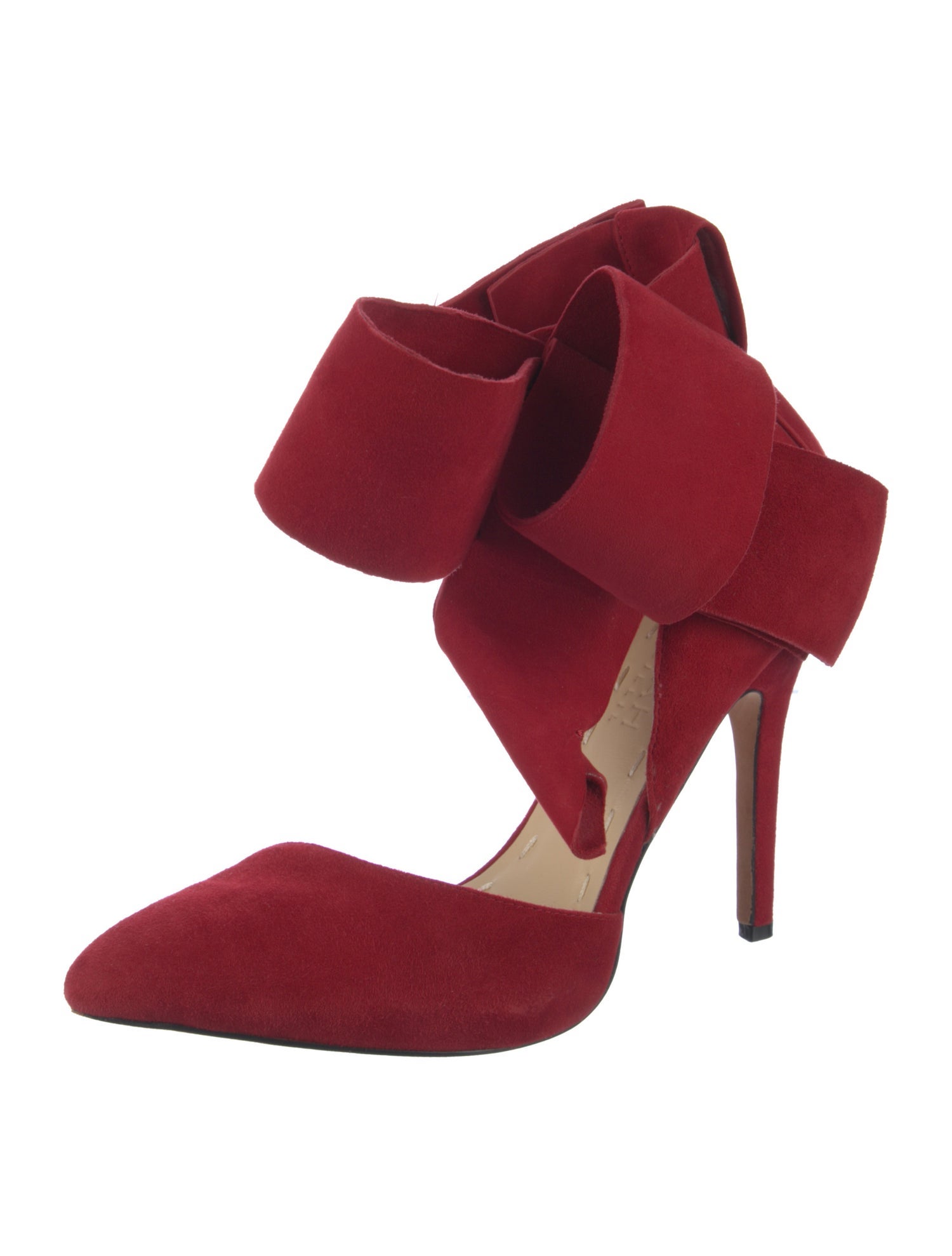 Aminah Abdul Jillil Suede Bow Accents D'Orsay Pumps