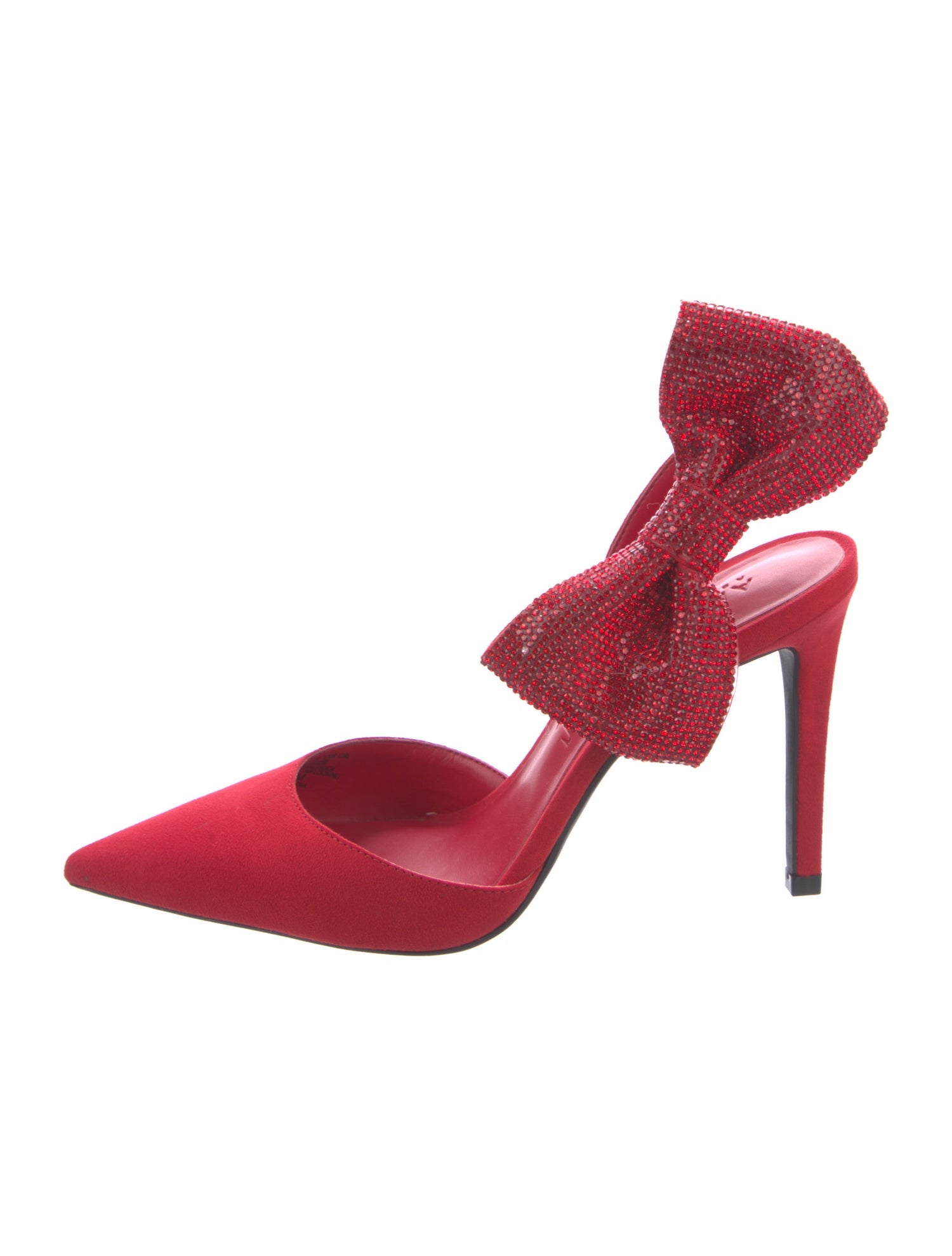 Aminah Abdul Jillil Suede Crystal Embellishments D'Orsay Pumps