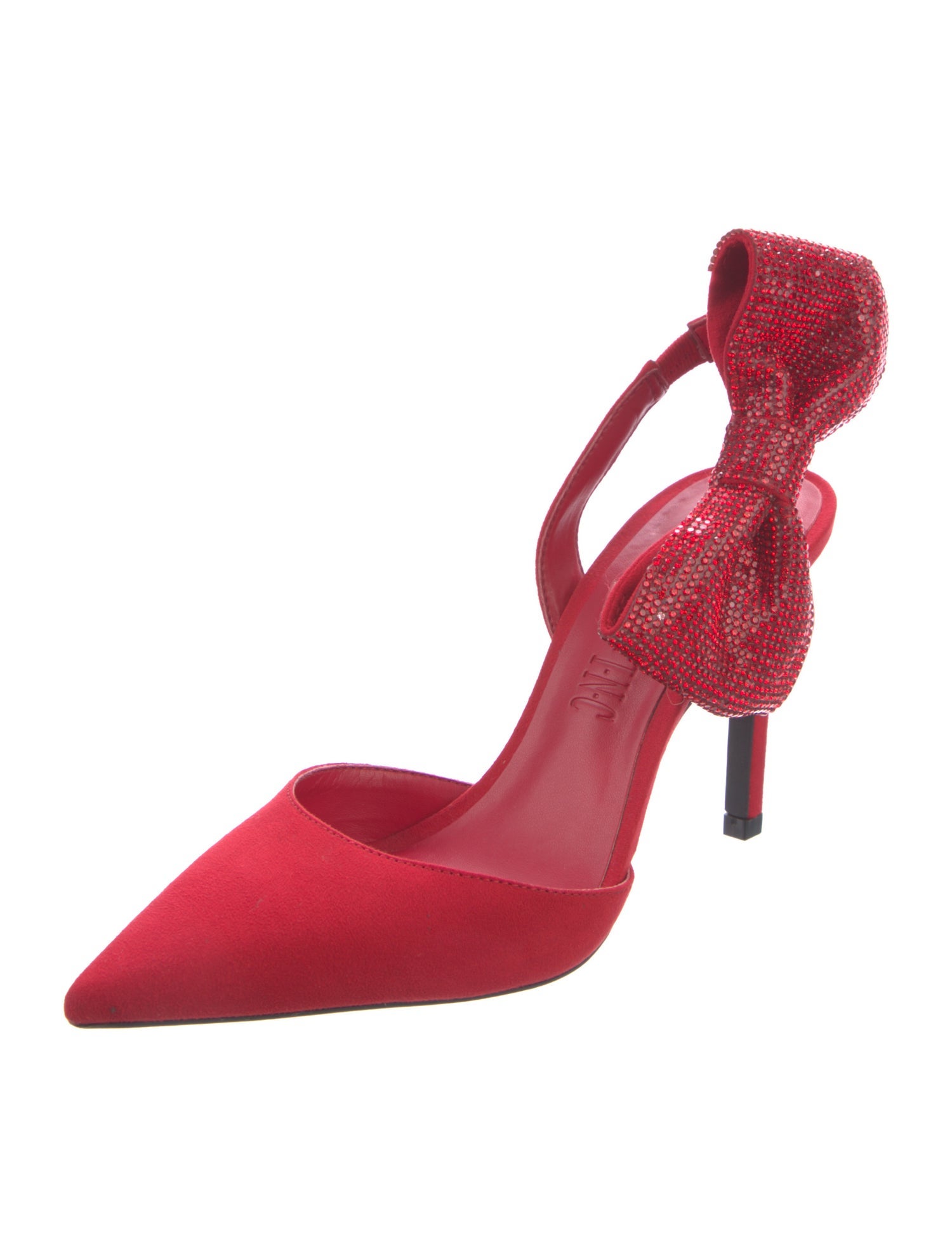 Aminah Abdul Jillil Suede Crystal Embellishments D'Orsay Pumps