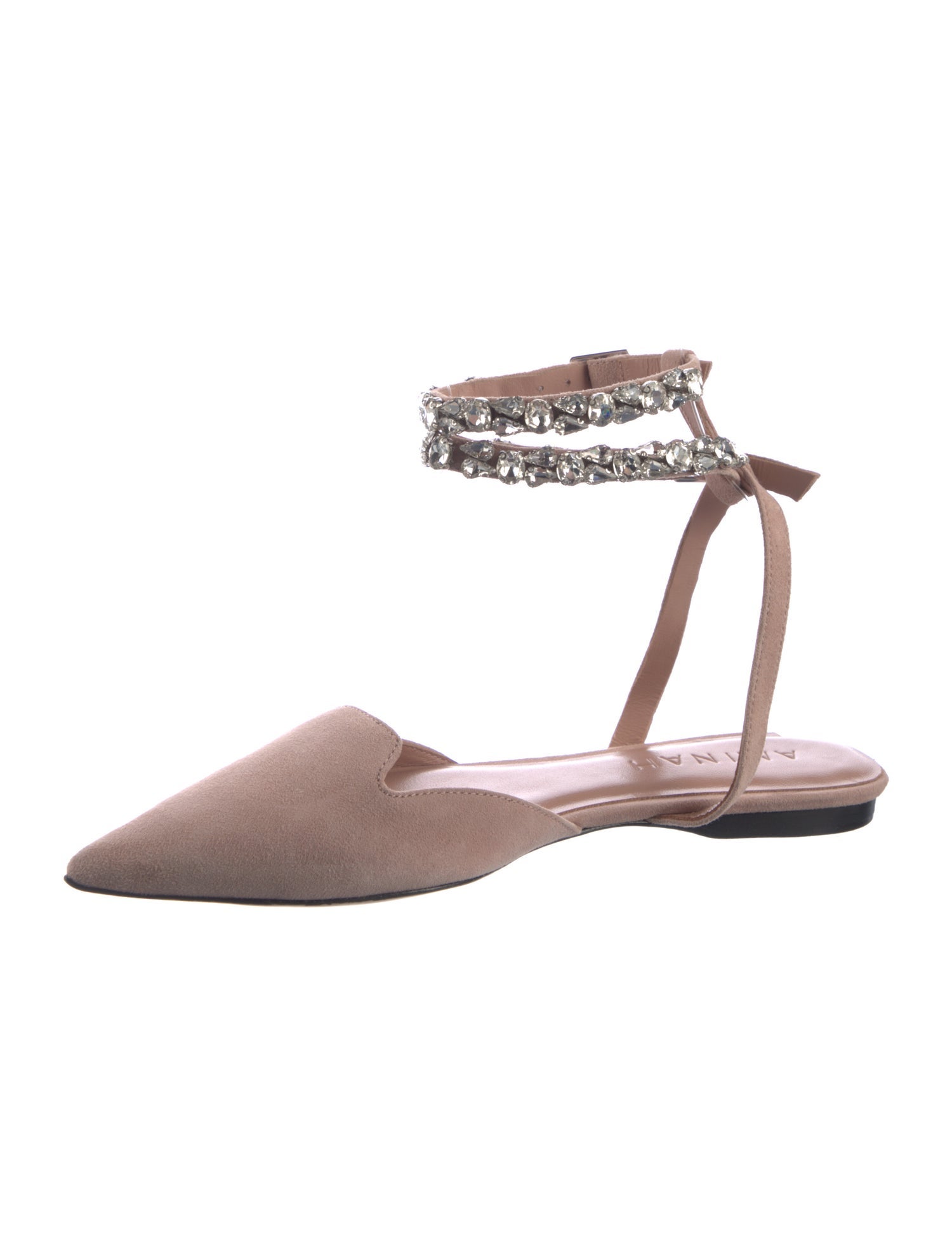 Aminah Abdul Jillil Patent Leather Crystal Embellishments Mules