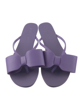 Aminah Abdul Jillil Leather Bow Accents Slides