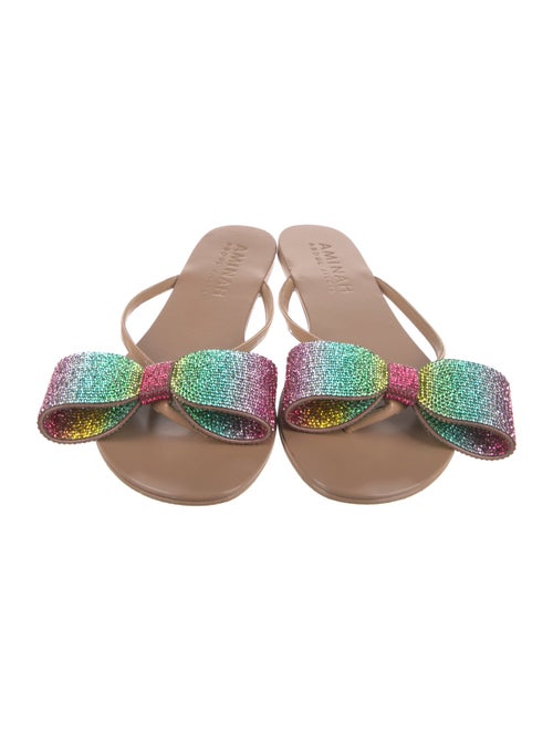 Aminah Abdul Jillil Crystal Bow Accents Slides
