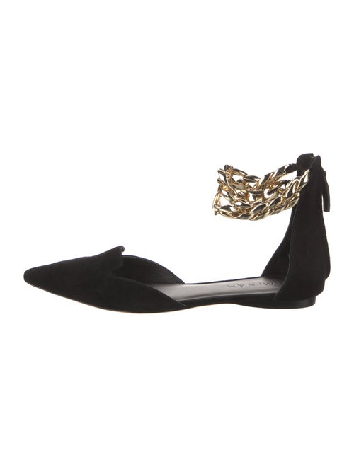 Aminah Abdul Jillil Suede Chain-Link Accents D'Orsay Flats