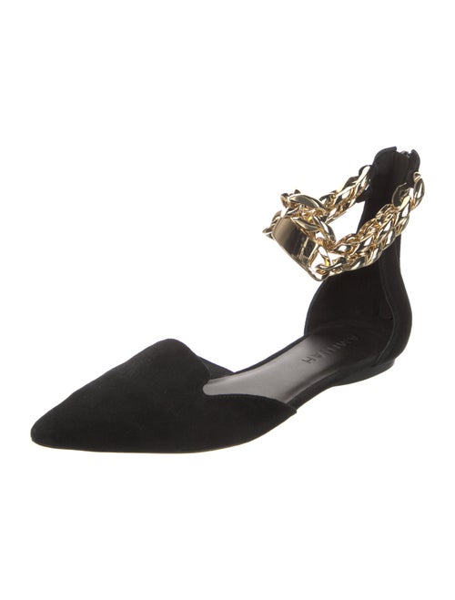 Aminah Abdul Jillil Suede Chain-Link Accents D'Orsay Flats