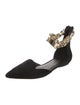 Aminah Abdul Jillil Suede Chain-Link Accents D'Orsay Flats