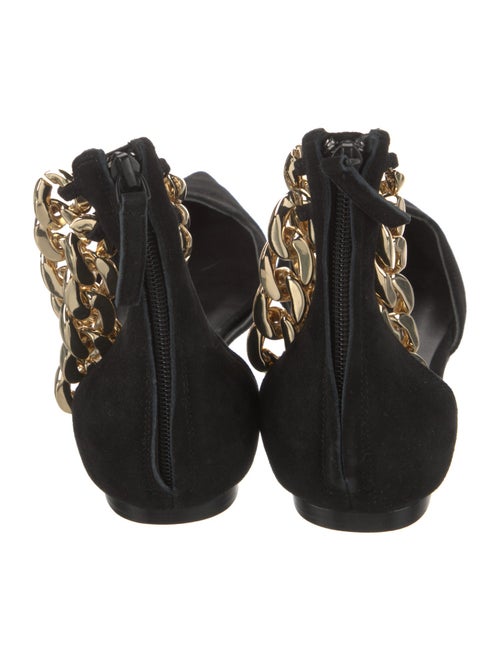 Aminah Abdul Jillil Suede Chain-Link Accents D'Orsay Flats