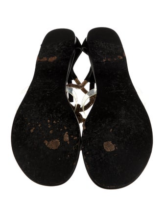 Aminah Abdul Jillil Suede Crystal Embellishments T-Strap Sandals