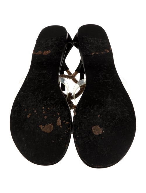 Aminah Abdul Jillil Suede Crystal Embellishments T-Strap Sandals