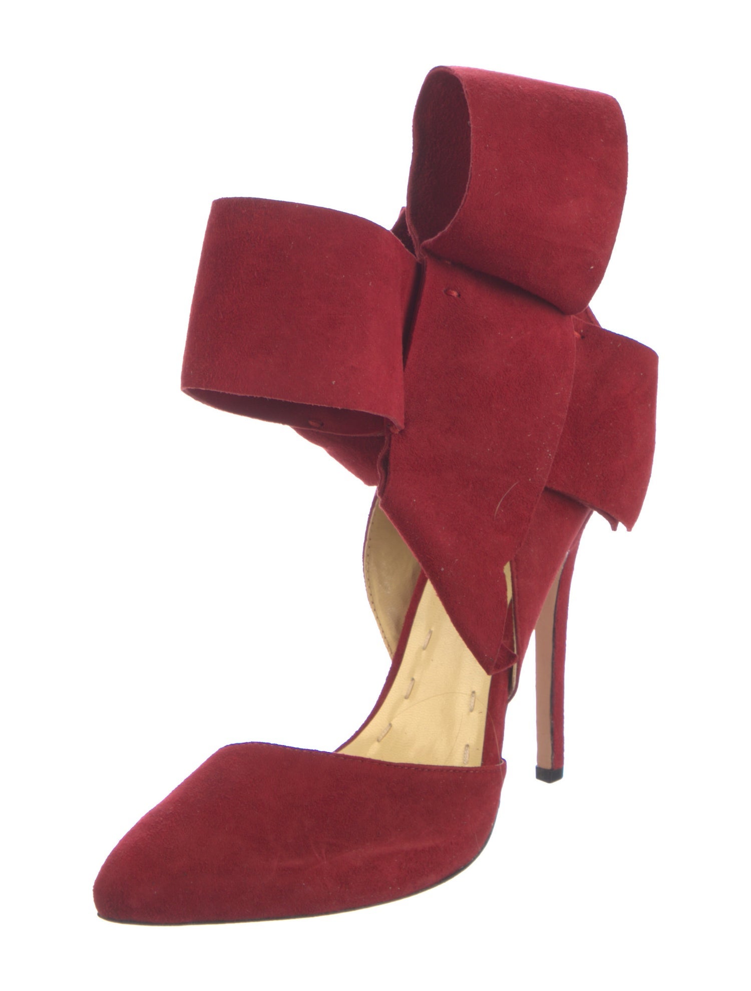 Aminah Abdul Jillil Suede Bow Accents D'Orsay Pumps