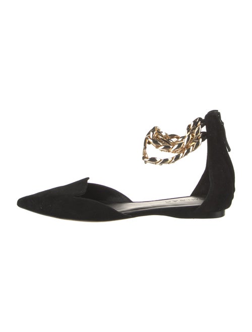 Aminah Abdul Jillil Suede Chain-Link Accents D'Orsay Flats