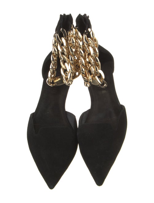 Aminah Abdul Jillil Suede Chain-Link Accents D'Orsay Flats
