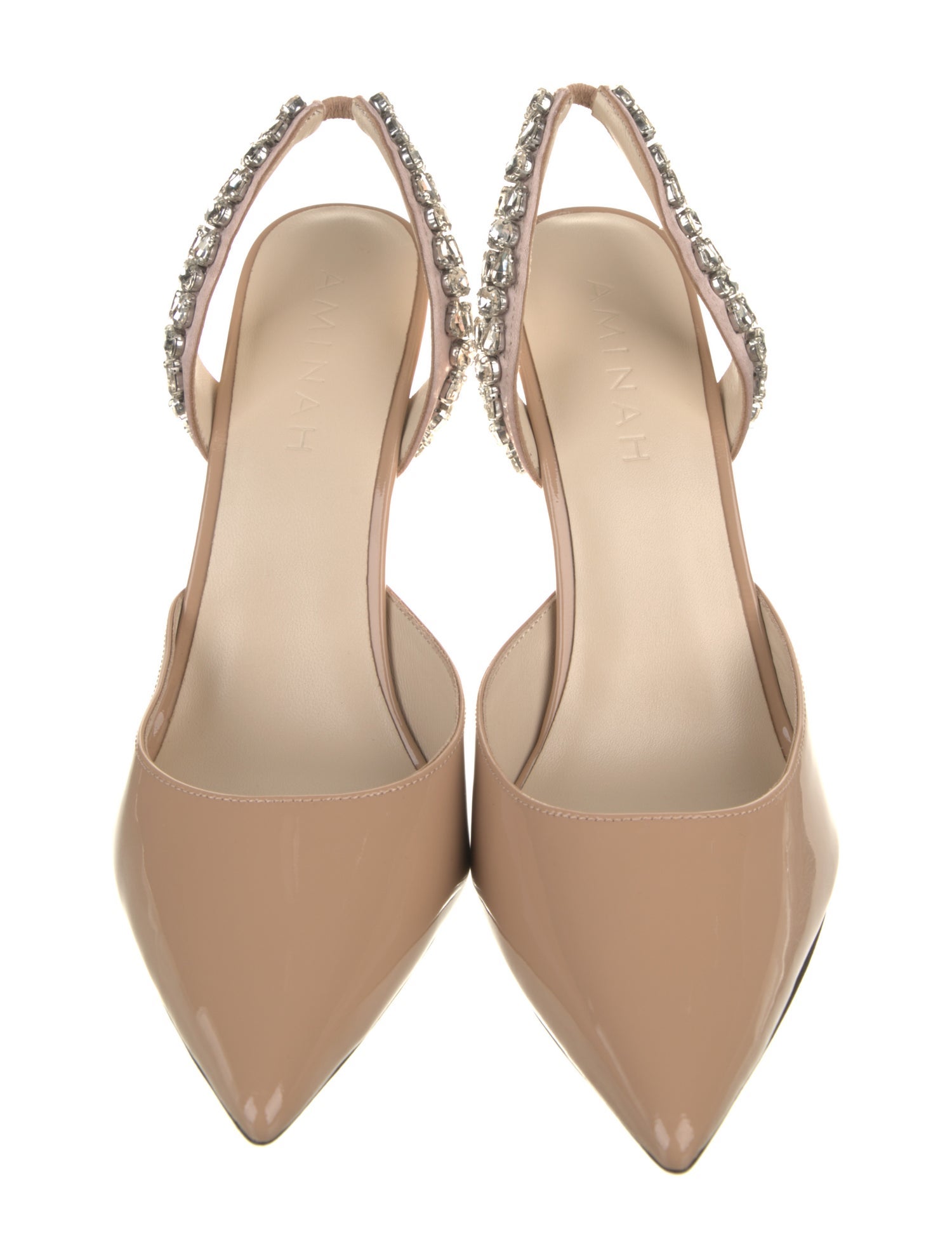 Aminah Abdul Jillil Suede Crystal Embellishments Slingback Pumps
