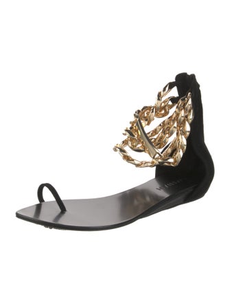 Aminah Abdul Jillil Suede Chain-Link Accents Gladiator Sandals