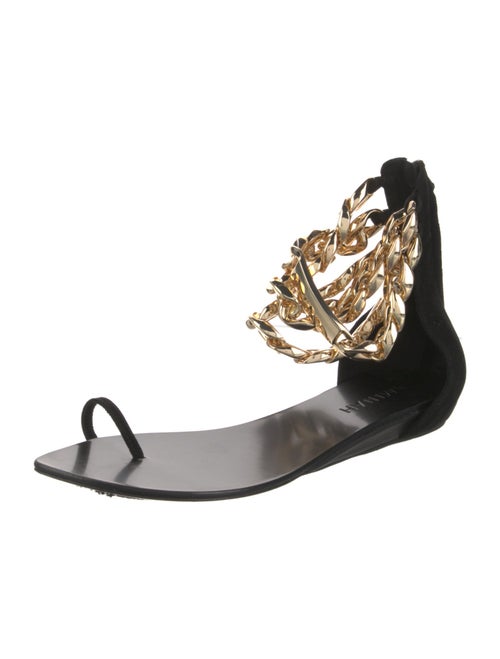 Aminah Abdul Jillil Suede Chain-Link Accents Gladiator Sandals