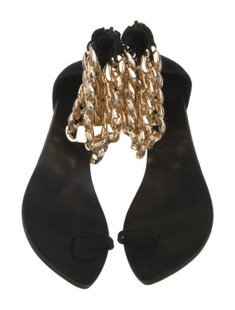 Aminah Abdul Jillil Suede Chain-Link Accents Gladiator Sandals