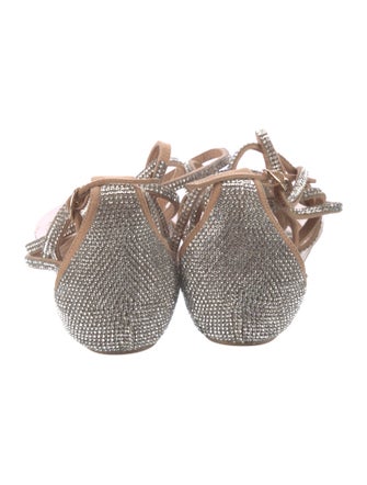 Aminah Abdul Jillil Suede Crystal Embellishments T-Strap Sandals