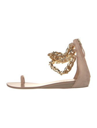 Aminah Abdul Jillil Suede Chain-Link Accents Sandals