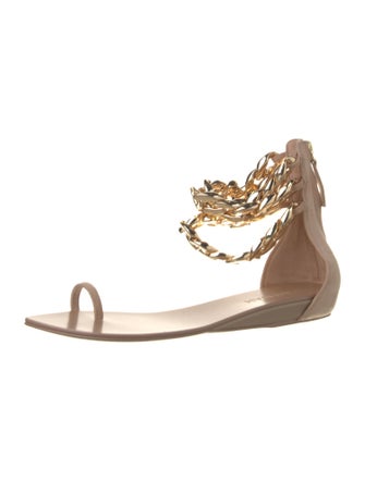Aminah Abdul Jillil Suede Chain-Link Accents Sandals