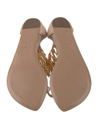 Aminah Abdul Jillil Suede Chain-Link Accents Sandals