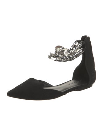 Aminah Abdul Jillil Suede Chain-Link Accents D'Orsay Flats